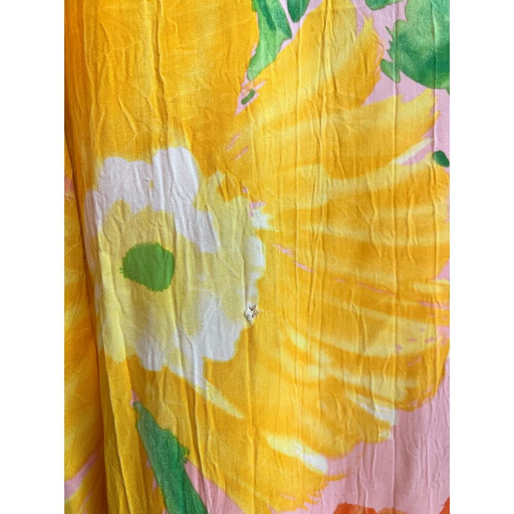 Vintage Jams World Dress Coral Garden Floral Hawaii Rayon Tiered Knee Length XL - Picture 8 of 9